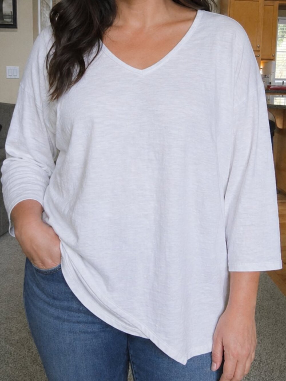 Weekends by Chicos sz 2 (Large) white pullover tunic top